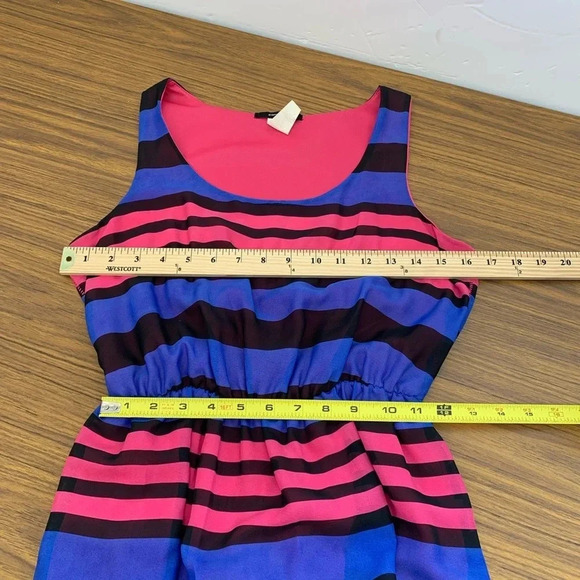 Espresso Maxi Dress Small Colorful Blue Pink Sheer Lined Sleeveless Boho G90 - Picture 7 of 8